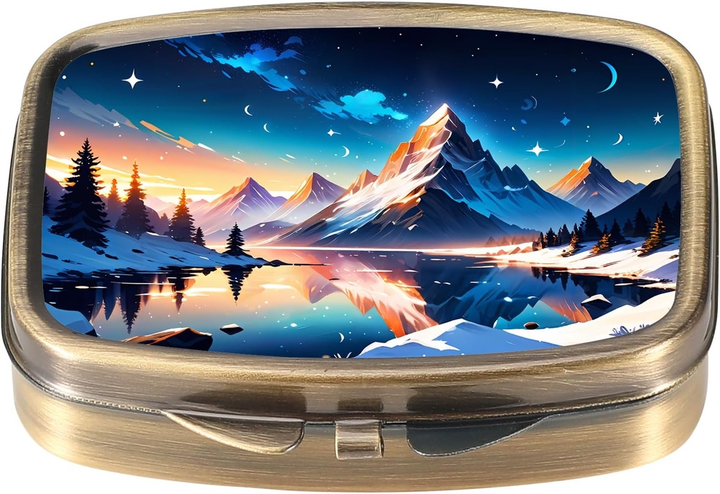 Dynippy Pill Case Pill Box with Mirror Retro Pocket 2 Compartment Medicine Case Vitamin Pill Organizer for Pocket Purse and Travel (Cute Flower) 6