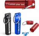 2Pcs Keychain Pill Holder, Personalization Large Capacity Waterproof Travel Pill Organizer Pill Container Custom Small Pill case with Text for Outdoor Camping Travel Gifts (Black) 2