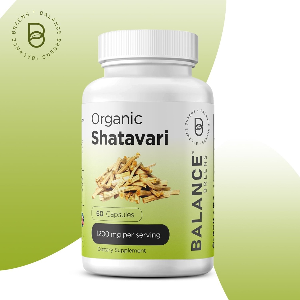 Organic Shatavari 1200mg, 60 Capsules - Lactation Support Vitamins, Hormonal Balance for Women, Asparagus Racemosus Root 3