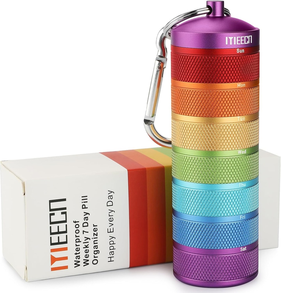 Weekly Metal Pill Organizer for Outdoor Travel, Aluminum, Waterproof, That is Shockproof and Has Large Compartments for Storing Vitamins, Fish Oil, Emergency Pills 2