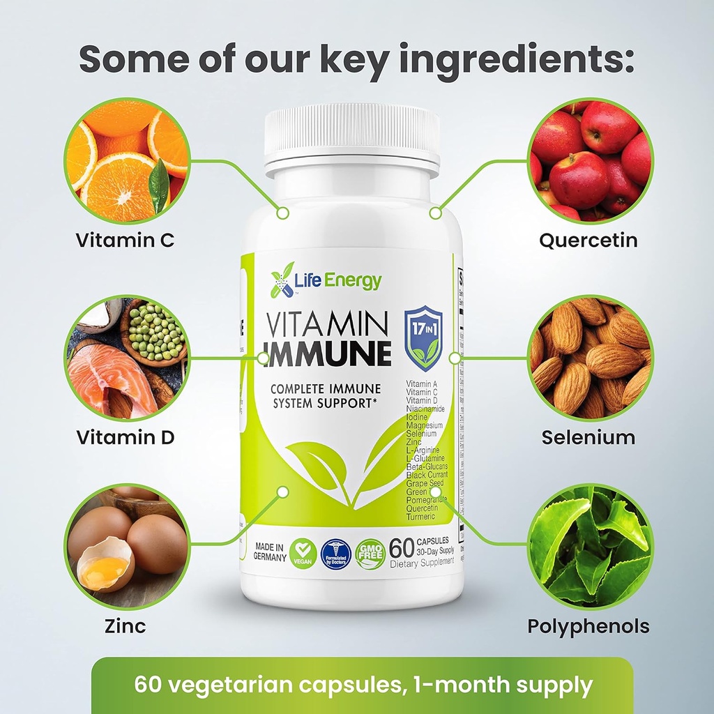 17 in 1 Complete Immune Support Supplement | Immune Boost with Vitamin C, Vitamin D, Vitamin A, Zinc, Quercetin, Turmeric, Green Tea, Selenium | Daily Immunity Support Supplement for Adults - 60 Count 6