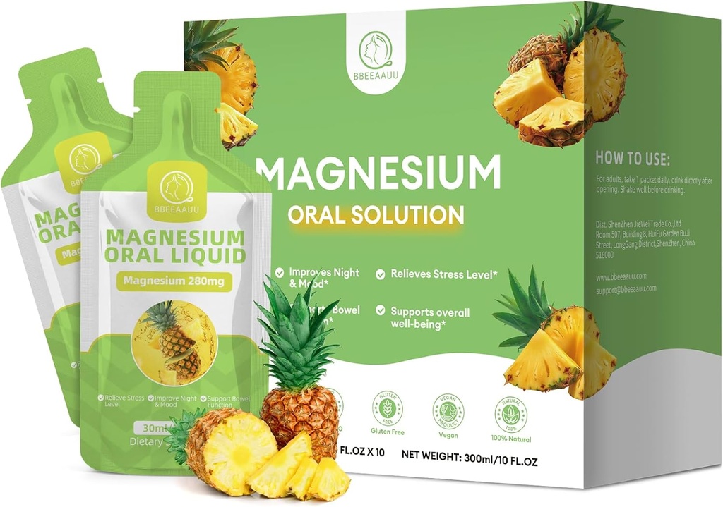 Magnesium Citrate Liquid (10 oz), High Absorption Magnesium Citrate Oral Solution Supplement with Bromelain, Vitamin C D3 B6 Zinc for Night, Muscle & Energy Support 2