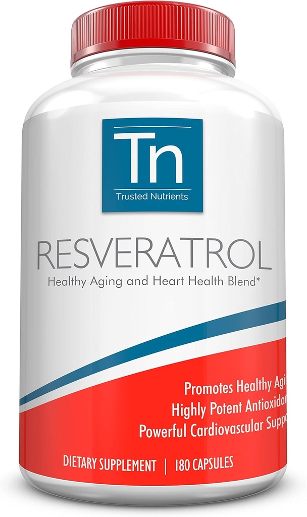 Trusted Nutrients Resveratrol Supplement - Healthy Aging and Heart Health Blend – with Trans Resveratrol, Grape Seed Extract, Acai Berry and Maqui Berry – 1000 mg 180 Capsules 2