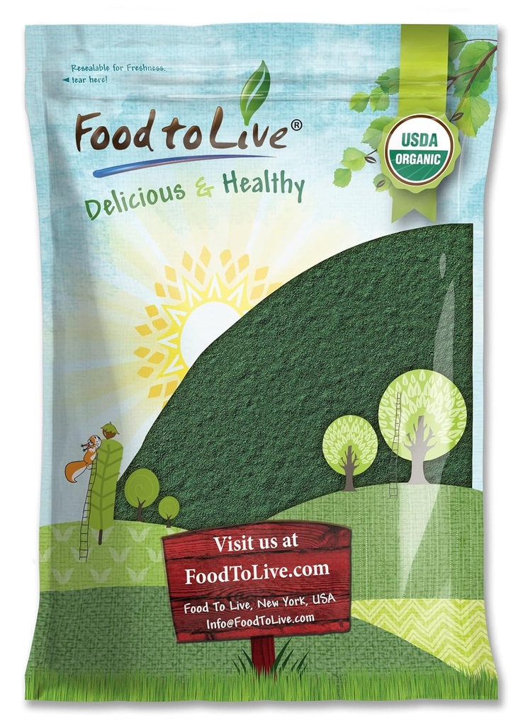 Food to Live Organic Spirulina Powder, 8 Pounds — Non-GMO, Kosher, Raw Blue-Green Algae, Vegan Superfood, Bulk, Non-Irradiated, Pure Vegan Green Protein, Rich in Vitamins & Minerals, Great for Drinks 2