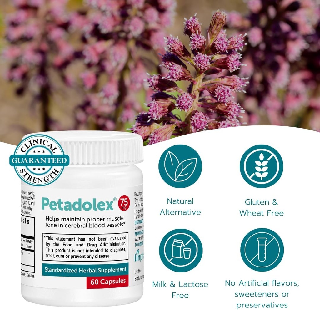 Migraine Relief - Patented Butterbur Root Extract, 75mg PA-Free Butterbur Extract in Gelatin Capsules, Ideal Real Butterbur for Migraines Solution Prevention 6