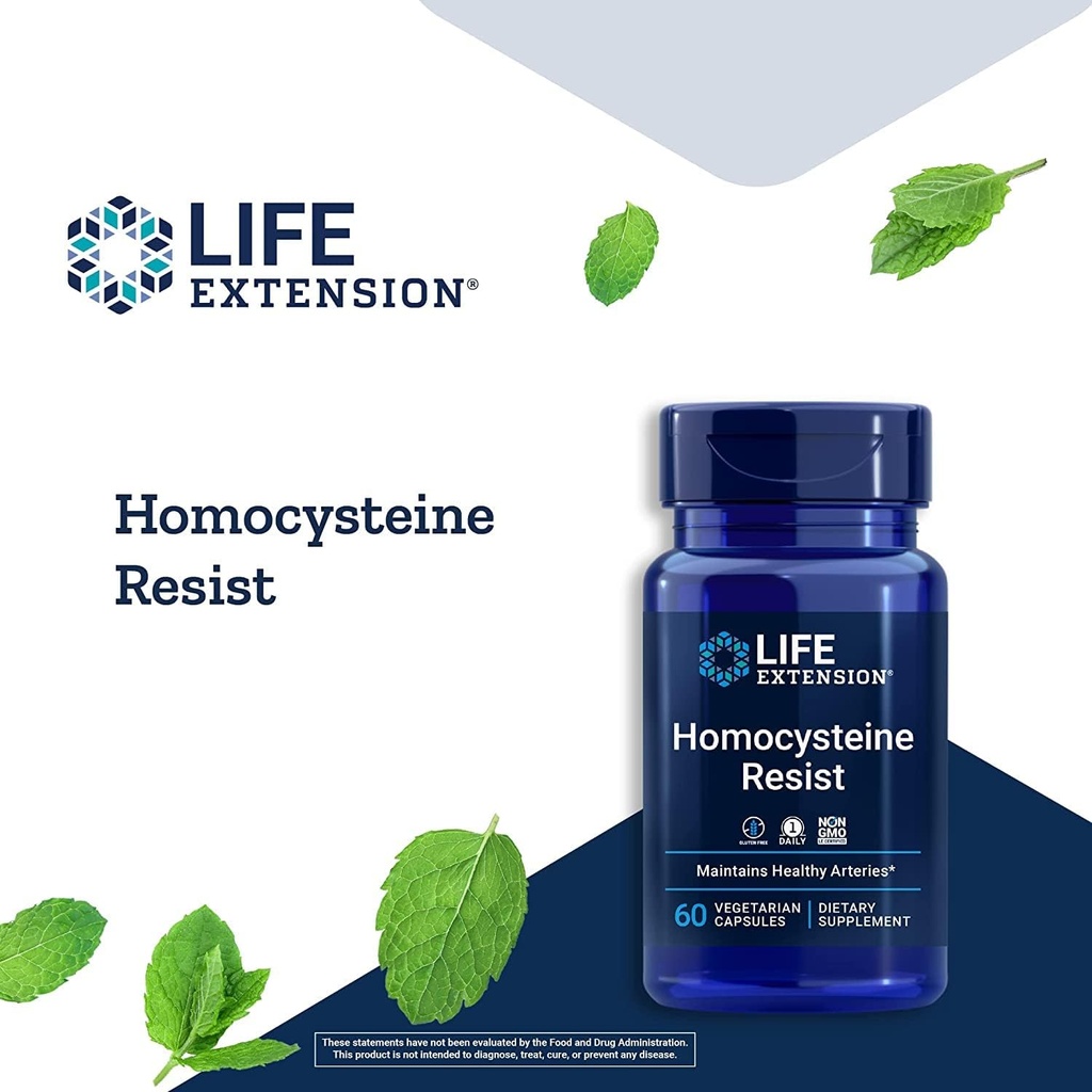 Life Extension Homocysteine Resist, 60 Vegetarian Capsules (Pack of 2) Vitamin B2, B6 & B12 + Folate - Once-Daily, Non-GMO, Gluten-Free 4