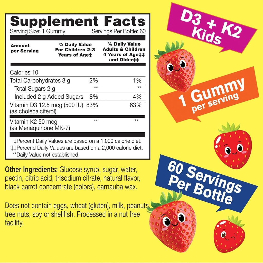 WellYeah Vitamin D3+K2 Kids + Probiotics 2B Kids, Gummies Bundle - Great Tasting, Vitamin Supplement, Gluten Free, GMO Free, Chewable Gummy 5