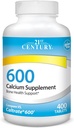 21st Century Calcium Supplement, 600 mg Tablets, 400 Count & Swisspers Premium Cotton Swabs, 300 Count Pack 3