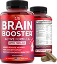 Nootropics Brain Support Supplement - Made in USA - Natural Brain Booster Supplement for Focus, Memory, Clarity, Energy Enhancement - Bacopa Monnieri, Choline & DMAE, 60 Capsules 2