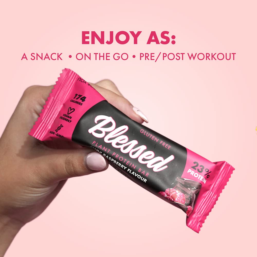 Blessed Vegan Protein Bars - Plant Based Protein Bars Low Calorie High Protein Meal Replacement Bar - Dairy Free, Nutritious Vegan Snacks - 12 Pack Chocolate Raspberry 5