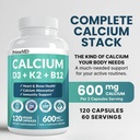 4-in-1 Calcium Supplements for Women and Men - Calcium with Vitamin D3 K2 5000 IU Supplement, 601mg per Serving for Heart, Bones & Body Defenses - Gluten-Free, Vegan-Friendly (480 ct) 3