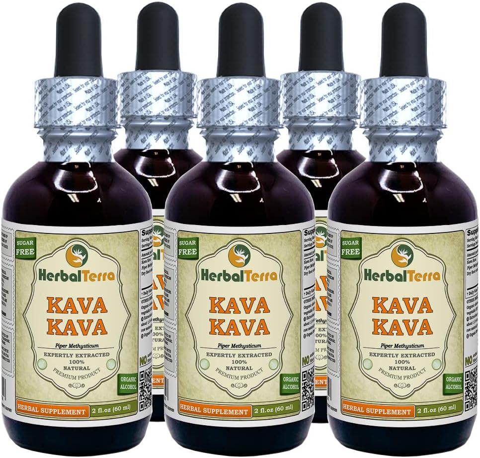 Kava Kava (Piper Methysticum) Glycerite, Dried Root Alcohol-Free Liquid Extract (Brand Name: HerbalTerra, Proudly Made in USA) 32 fl.oz (0.95 l) 3