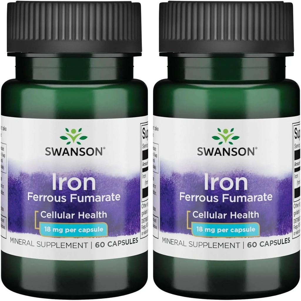 Swanson Iron (Ferrous Fumarate) - Mineral Supplement Promoting Energy Support - High-Concentration Formula Assists in Oxygen Delivery & Fatty Acid Metabolism 60 Sgels (2 Pack) 2
