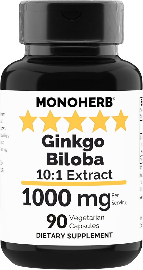 MONOHERB Ginkgo Biloba Extract 1000 mg - 90 Vegetarian Capsules 2