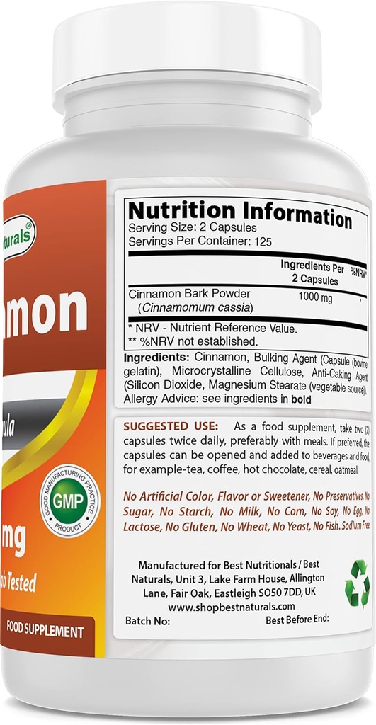Best Naturals Cinnamon 500 mg & Magnesium Oxide 500 mg 2