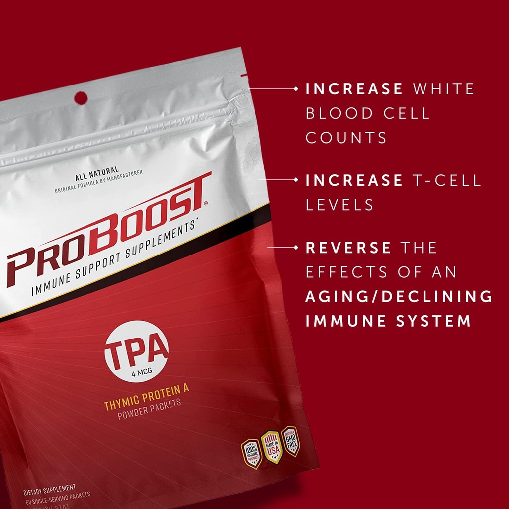 4 McG Thymic Protein A (TPA) Powder Packets - All Natural, Non-GMO, Immune Regulation and Support Supplement - 60 Packets, 4 McG TPA/Serving 3