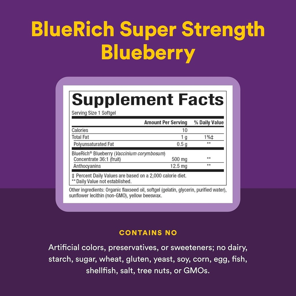 BlueRich by Natural Factors, Super Strength Blueberry Concentrate, Antioxidant Support for Overall Good Health, 90 Softgels 5