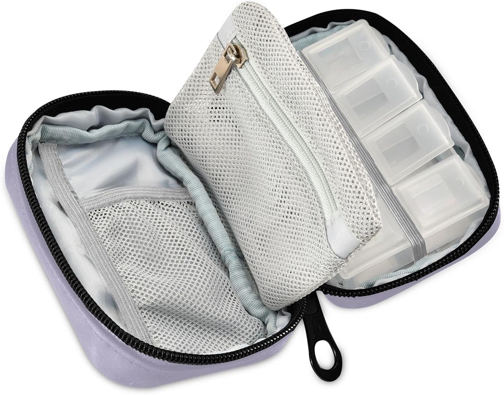 Naanle Pill Box 7 Day Case Travel Organizer Bag with Zipper Portable Weekly Compact Size for Vitamin Supplement Holder, Solid Color Lavender Purple, 4.6 x 3.14 1.88 Inch, 0.12 kilograms 3