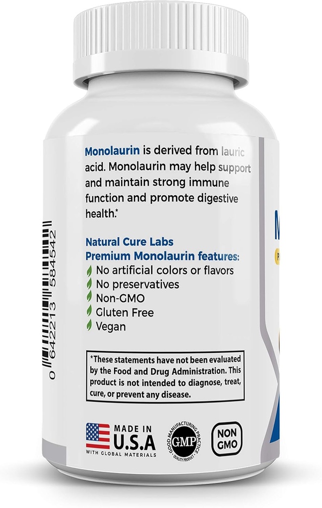 Natural Cure Labs Bundle: Monolaurin 600mg 2 Pack + Clean L-Lysine 5
