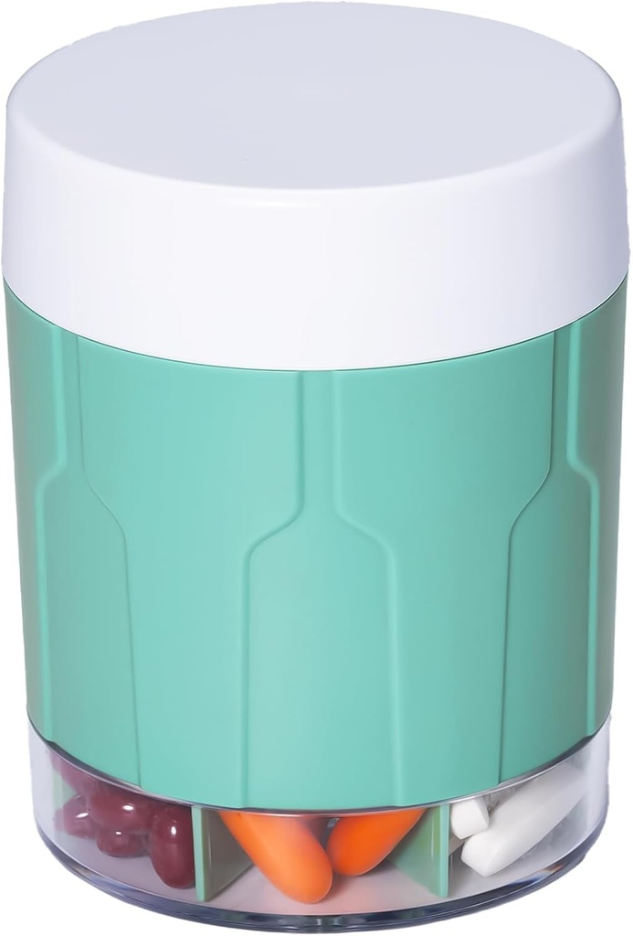 Betife Extra Large Supplement Organizer,Weekly Pill Organizer Bottle, Daily Pill Dispenser with 7 Large Compartments, Organizer to Hold 7 Day Vitamin Medication,21 Labels and a Cleaning Brush(Cyan) 2