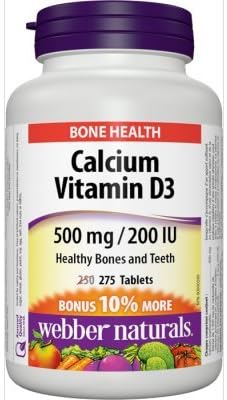 Webber Naturals Calcium Carbonate 500mg with Vitamin D3 200iu, 275 Tabs Bonus Pack 2