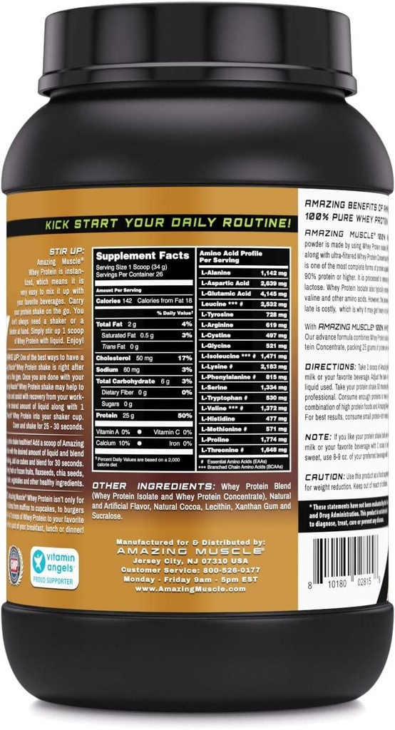 Amazing Muscle 100% Whey Protein Powder *Advanced Formula with Whey Protein Isolate as a Primary Ingredient Along with Ultra Filtered Whey Protein Concentrate (Chocolate, 2 lb) 4