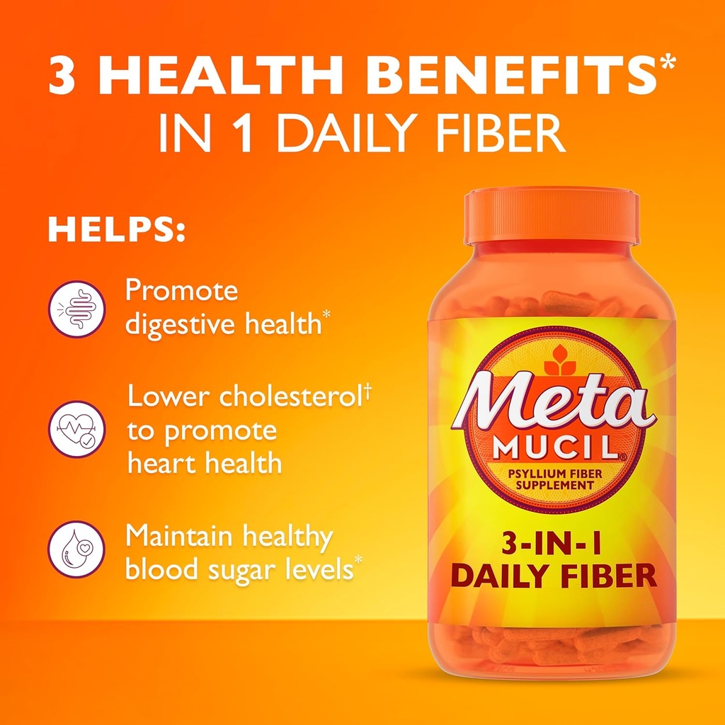 Metamucil Fiber Therapy for Regularity Fiber Supplement Capsules, 100-Count Bottles (Pack of 2) 4