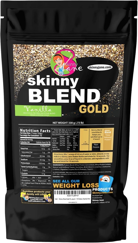 Skinny Blend Gold – Protein Shake for Women – Low Sugar, Low Carb – Supports Metabolism and Energy – Creamy Vanilla – 15 Servings 3