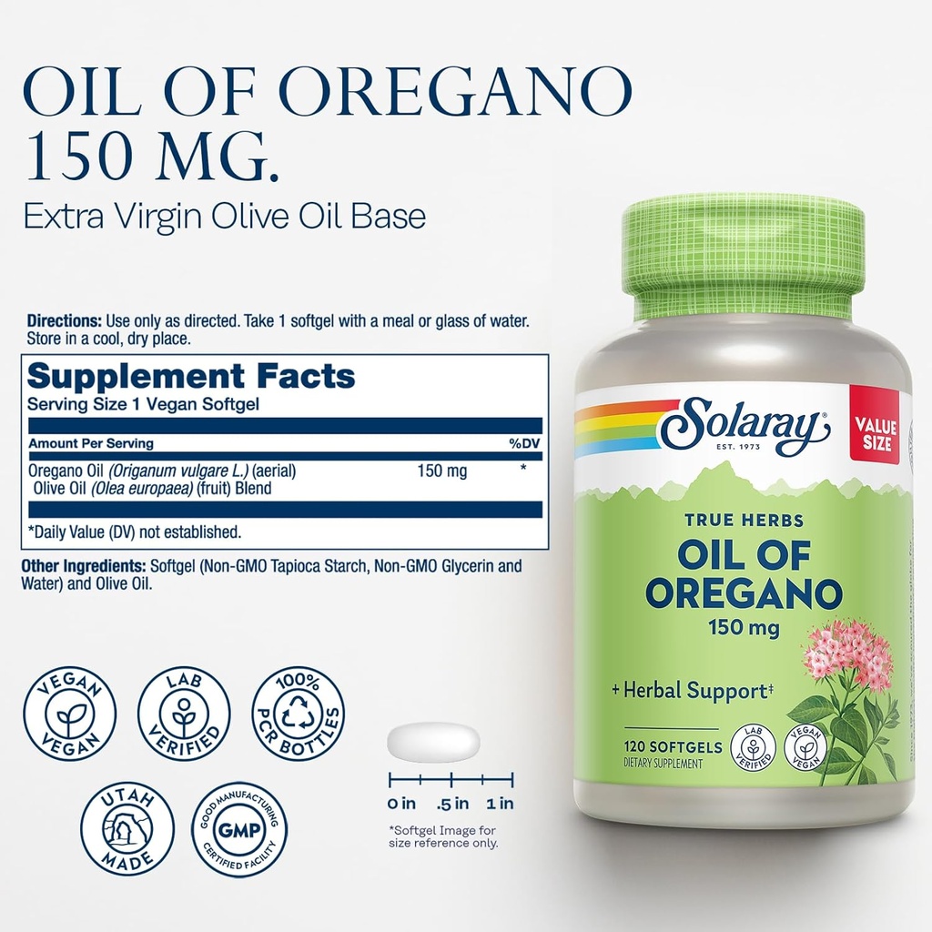 SOLARAY Oil of Oregano Softgels 150 mg and Monolaurin 500 mg - Wellness Bundle - Oregano Oil and Monolaurin Immune Support Supplement from Natural Coconut - 60-Day Guarantee, 120 Softgels /60 VegCaps 3