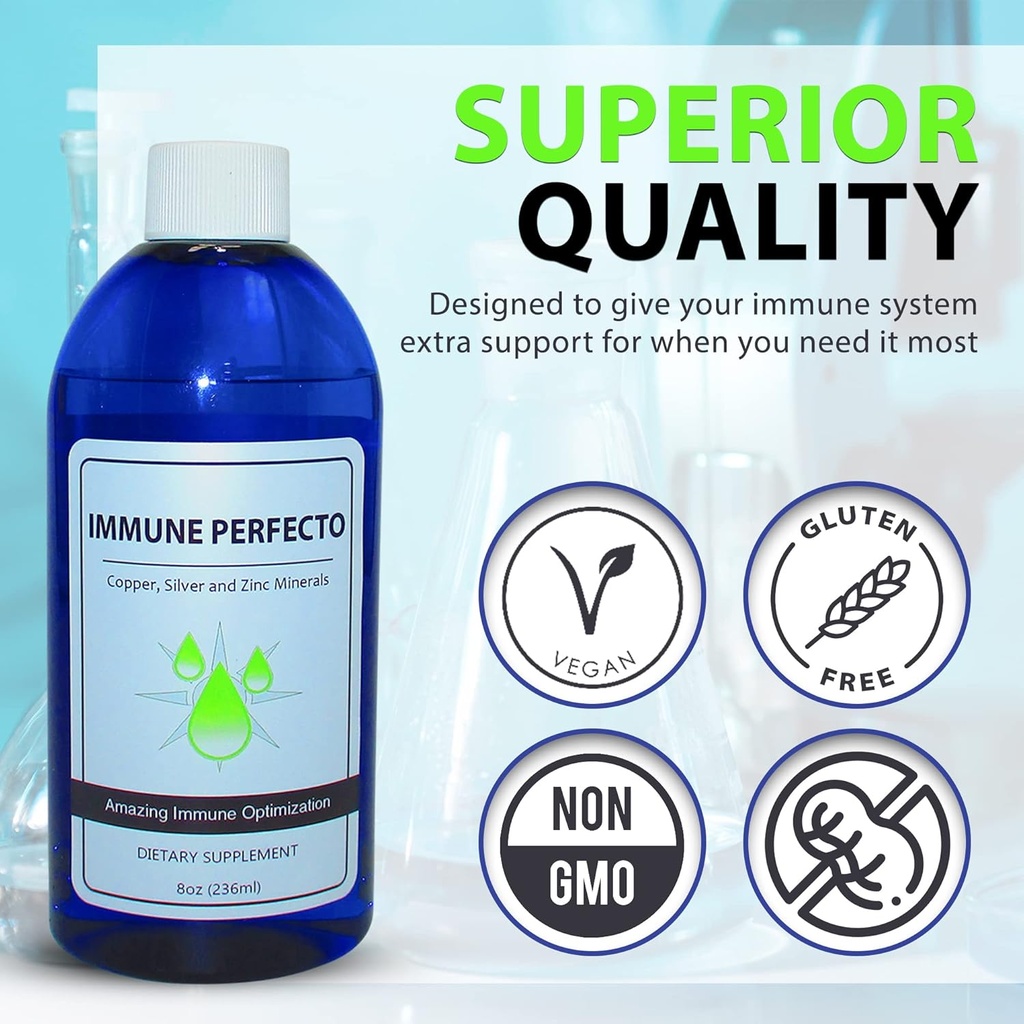 Immune Perfecto - Atomic Particle Trace Minerals of Colloidal Silver, Copper, and Zinc - Perfect on Demand Metabolic Support - 8 oz. (236 ml) 4