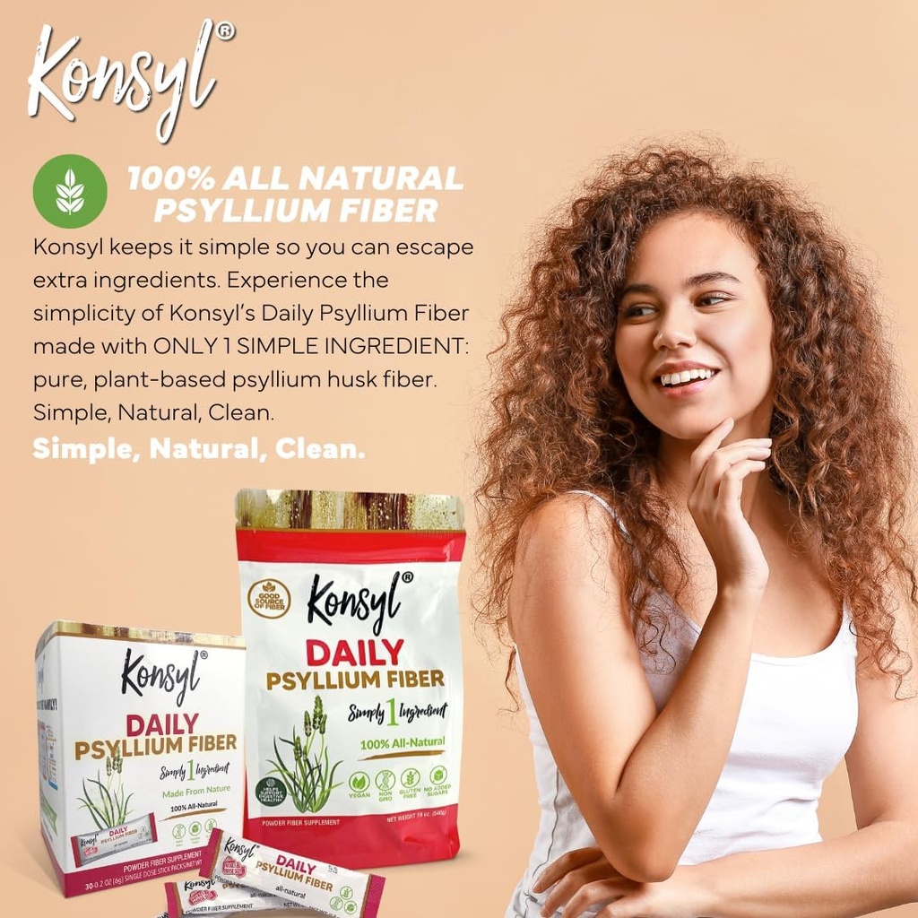 Konsyl Daily Psyllium Fiber Combo -100% All Natural Psyllium Fiber Stick Packs and 540g Bag- All-Natural Soluble Fiber, Supports Digestive Health, Helps Provide Relief from Occasional Cons 4