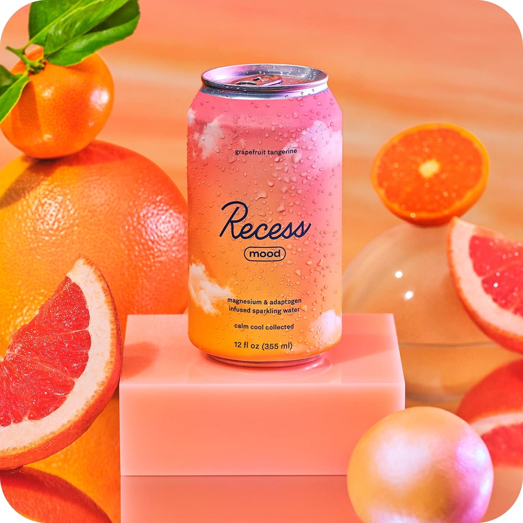 Recess Mood Magnesium & Adaptogen Drink, Relaxation Beverage, 12 ounce (Grapefruit Tangerine, 12 pack) 4