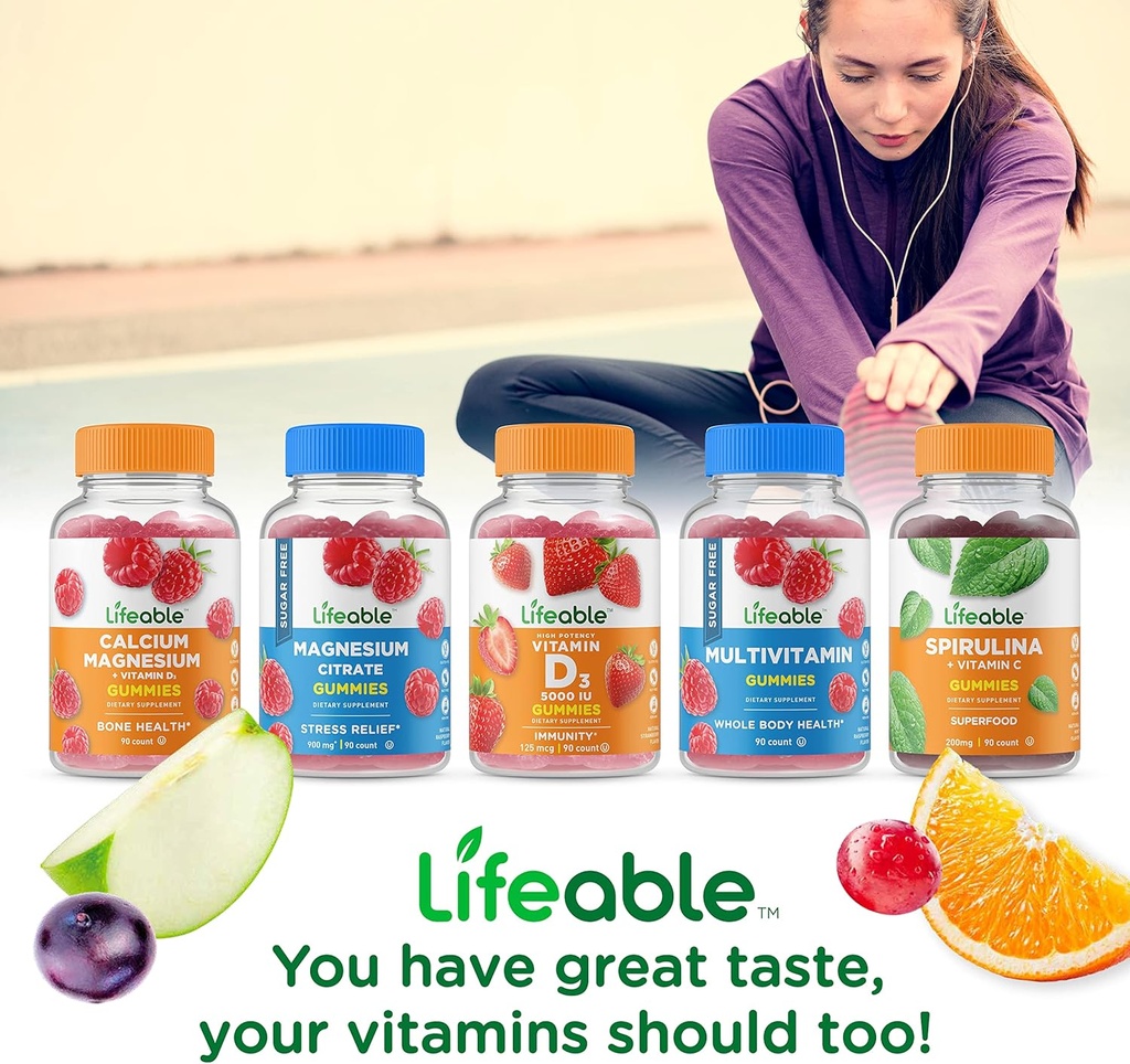 Lifeable Turmeric Curcumin + Calcium with Vitamin D, Gummies Bundle - Great Tasting, Vitamin Supplement, Gluten Free, GMO Free, Chewable Gummy 6