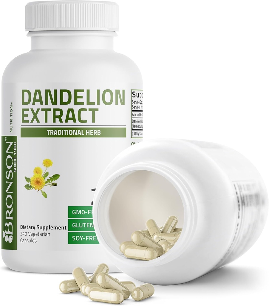 Bronson Dandelion Root High Potency Supplement, Supports Overall Good Health & Well-Being, Traditional Diuretic Herb - Non-GMO, 240 Vegetarian Capsules 5