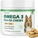 Dog Allergy Relief Chews - Omega 3 Fish Oil Skin and Coat Supplement - Dog Itching & Ears Relief - Reduced Shedding, Seasonal Allergies Dry Skin Itchy Paws Hot Spots Treatment 2