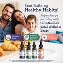GuruNanda Total Wellness Boost with Liquid Ashwagandha, Black Seed Oil & GutCleanse - Helps with Immunity and Mind Care 3