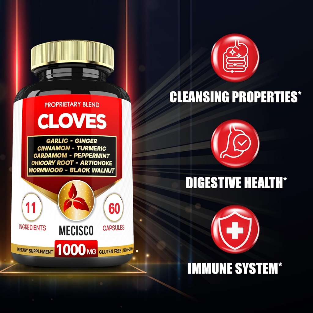 11in1 Clove Supplement for Digestive, Immune System with Cinnamon, Turmeric, Ginger, Cardamom, Garlic, Wormwood and More - 60 Capsules for 30 Days 4