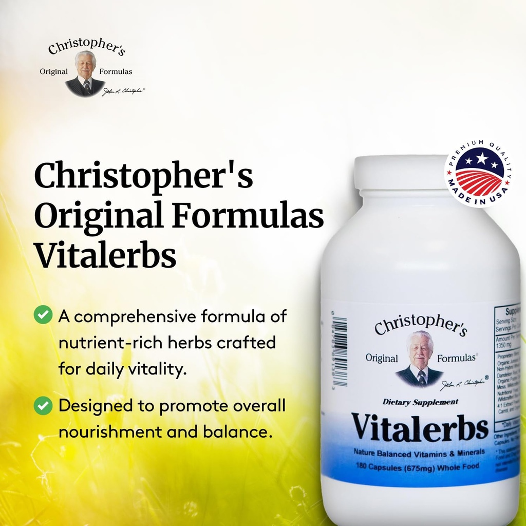 Christopher's Original Formulas Vitalerbs, Nutrient-Rich Herbal Supplement, 180 Veg Caps 5