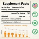 1000mg Liposomal CoQ10 Ubiquinol, 60 Vegan Softgels, High Absorption Ubiquinol CoQ10 Supplement, Active Antioxidant Form of Coenzyme Q10 for Heart Health & Energy Production 3