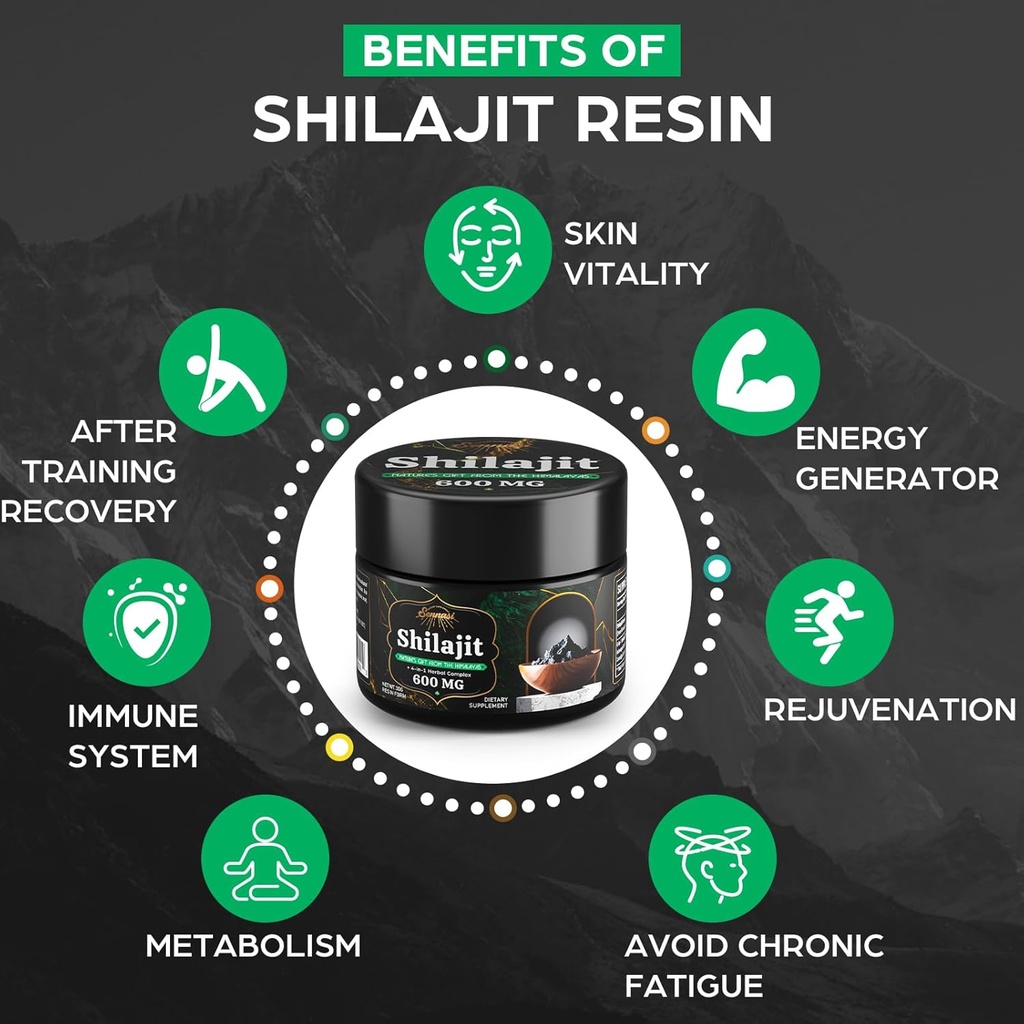 Sennasi 600 MG Shilajit Resin - Shilajit Supplement with Fulvic Acid & 85+ Trace Minerals for Energy, Immunity, Brain Power, 60 Grams 6