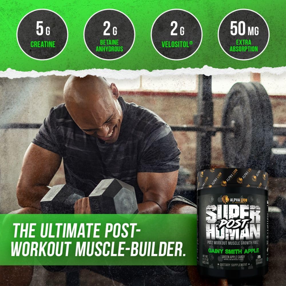 ALPHA LION Superhuman Pre Workout Powder & Post Workout Recovery Bundle, Sustained Energy & Focus + Lean Muscle Growth, Strength & Volume (Muscle Melon & Gainy Smith Apple) 6