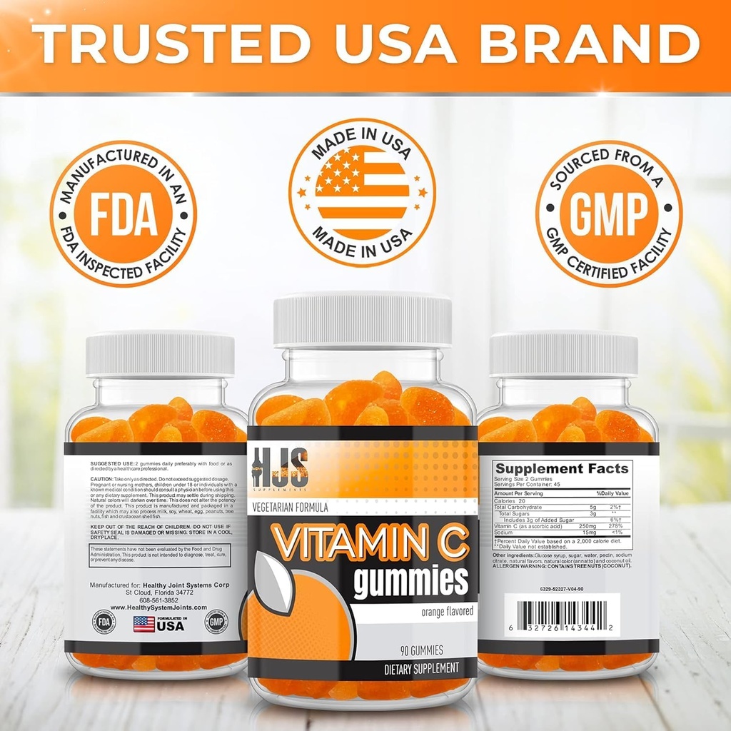 Vitamin C Gummies | Chewable Orange Flavored | Immune Support | Heart Health | Gluten-Free & Vegetarian | Vitamin C Gummies for Adults & Kids- 90 Count 4