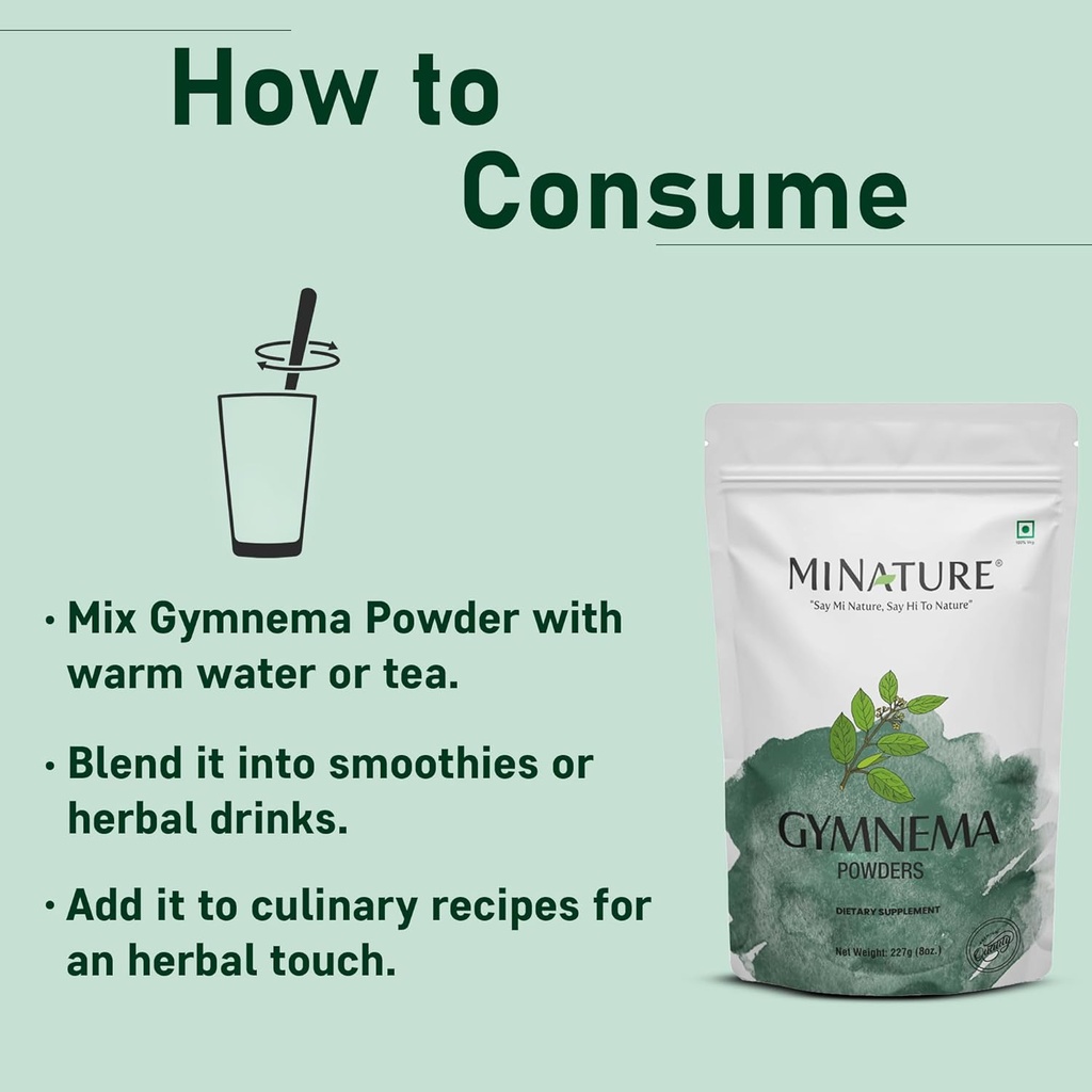 Mi Nature Gymnema Powder| 227g (8 oz)(0.5 lb) |Pure & Natural | Non-GMO, No Preservatives| Gurmar |Traditionally Used for Wellness Support 5