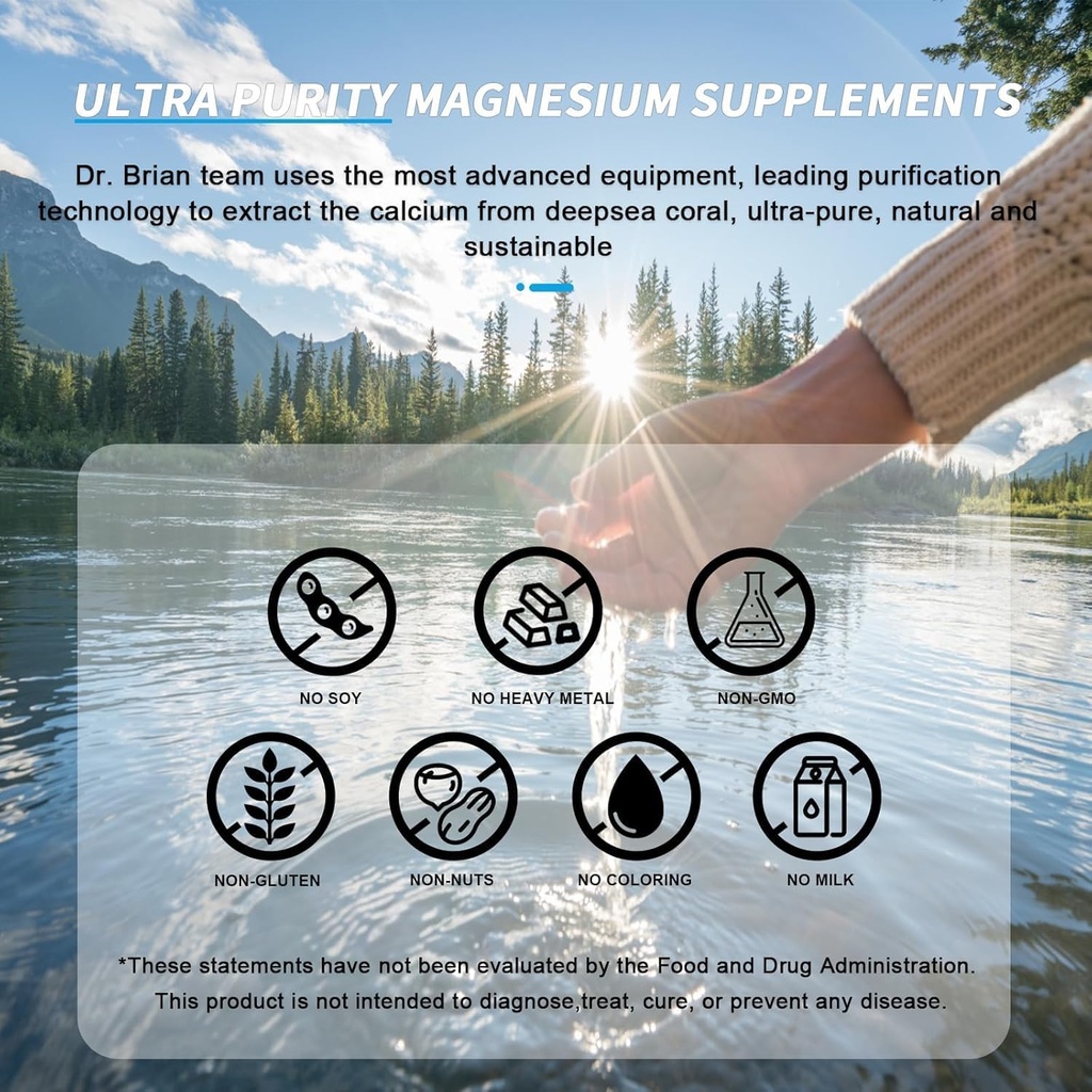 Dr. Brian Magnesium Supplement | 200mg High Absorption Magnesium Complex for Sleep, Calm, Muscle Relaxer, Natural Energy, Non-GMO 90 Vegetable Magnesium Oxide Capsules 6