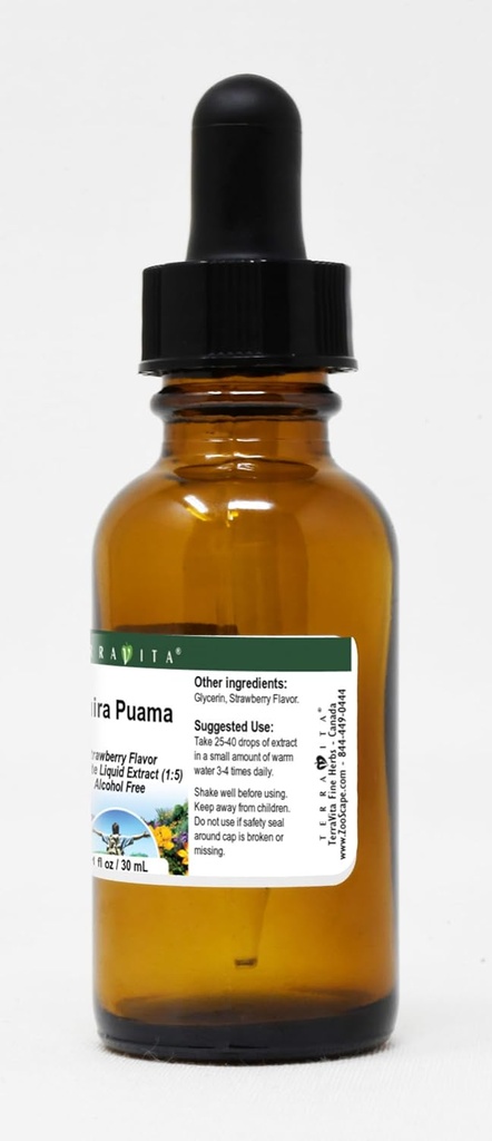 Terravita Muira Puama Glycerite Liquid Extract (1:5) - Strawberry Flavored (1 oz, ZIN: 522758) - 3 Pack 3