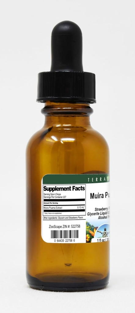 Terravita Muira Puama Glycerite Liquid Extract (1:5) - Strawberry Flavored (1 oz, ZIN: 522758) - 3 Pack 5