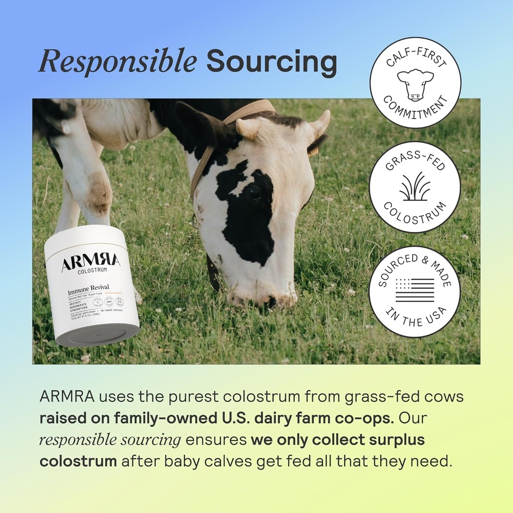 ARMRA Colostrum™ Premium Powder, Grass Fed, Gut Health Bloating Immunity Skin & Hair, Contains 400+ Bioactive Nutrients, Keto, Gluten & Fat Free (Blood Orange Bundle | 90 Servings) 6