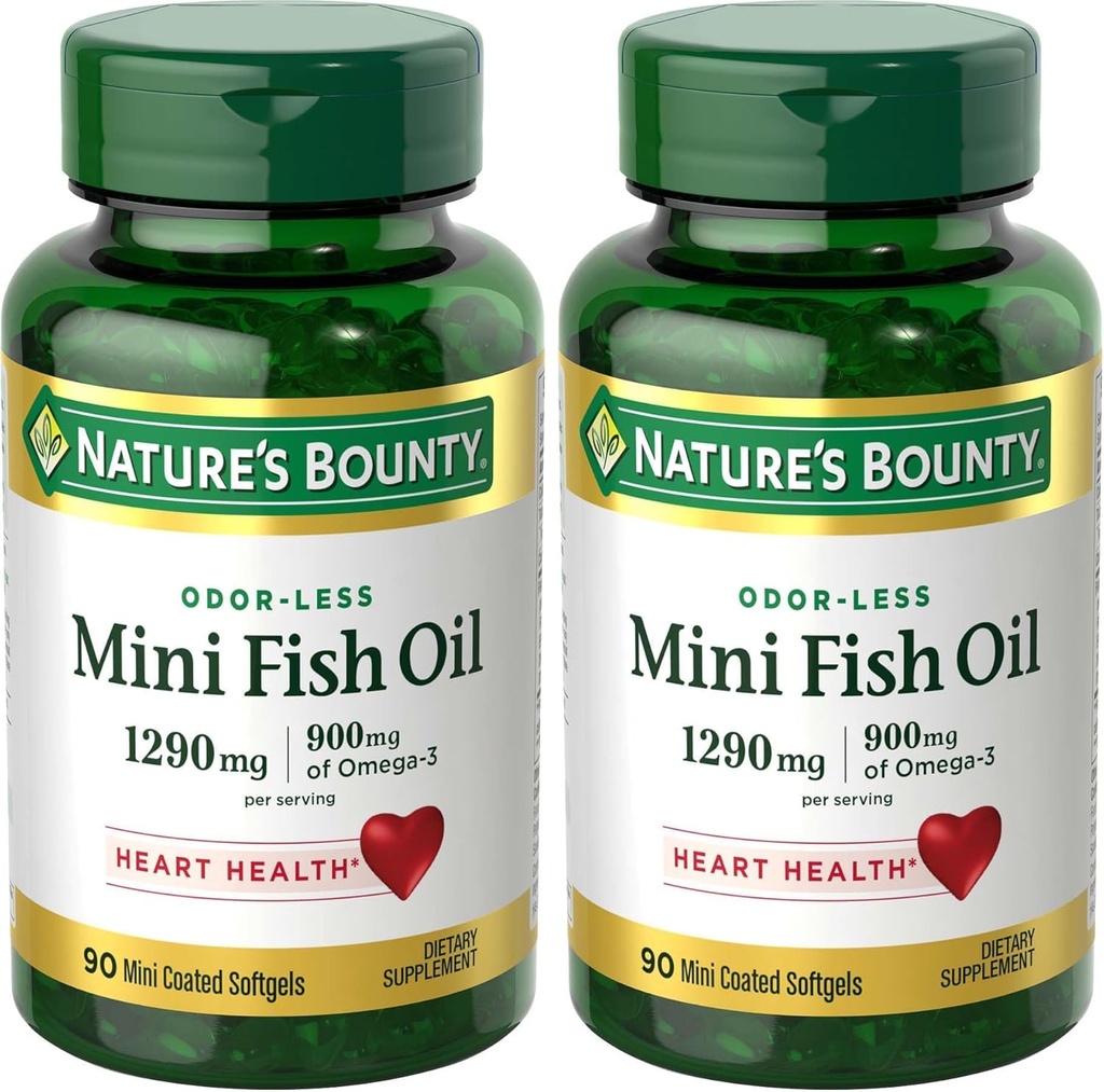 Nature's Bounty Fish Oil 1290 mg Mini Softgels - 90 ct, Pack of 5 5