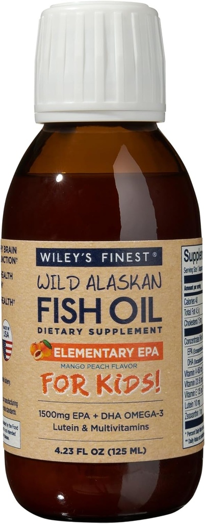 WILEYS FINEST SPO Oil Fish Epa Kids Elementary Mango Peach, 4.23 FZ 2