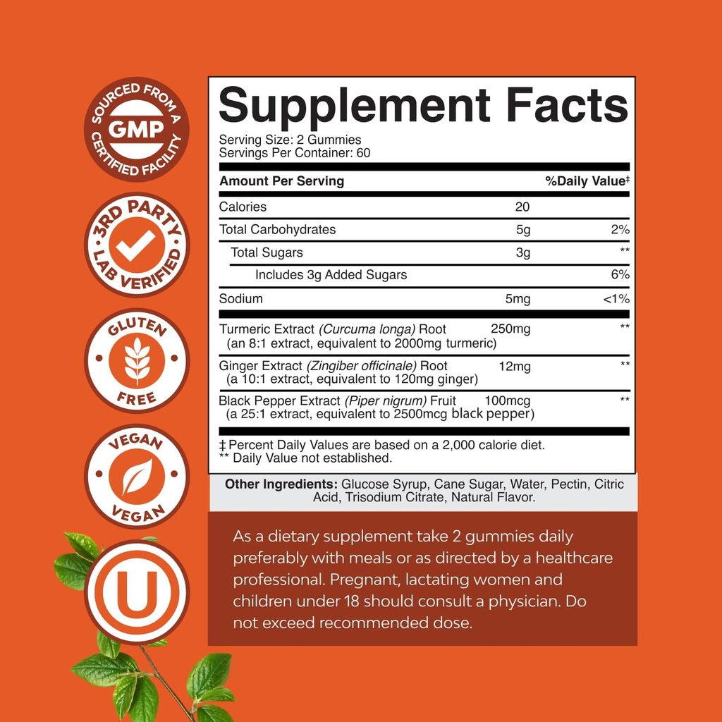 Bundle of Pure Magnesium Glycinate 400mg Per Serving for Mood Sleep and Relaxation 240ct and Turmeric Gummies for Adults Peach Flavor - Extra Strength Joint Support Gummies 4